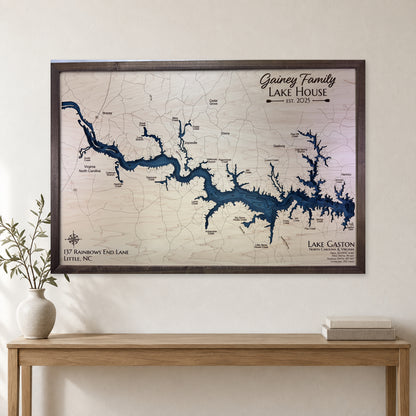 Gaston Gainey wood map — multilayer, staged room mockup