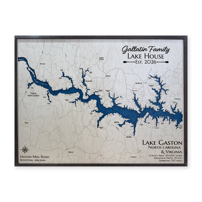 Gaston Gallatin wood map — single layer with engraved contours, white background