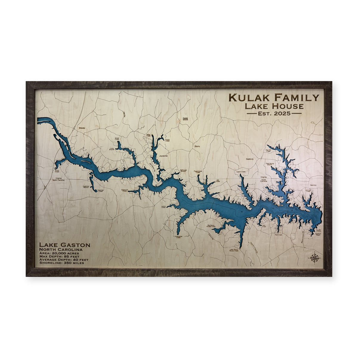 Gaston Kulak wood map — single layer with engraved contours, white background