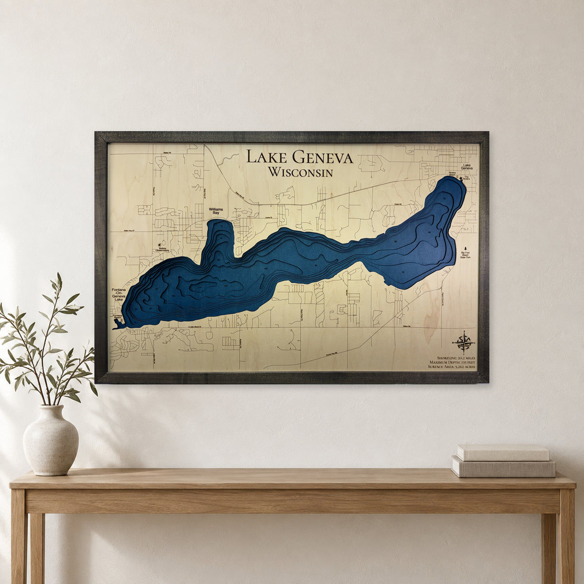 Geneva Charcoal wood map — multilayer, staged room mockup