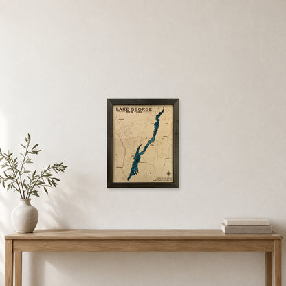 Lake George, New York, Wood Map — multilayer example, staged room mockup