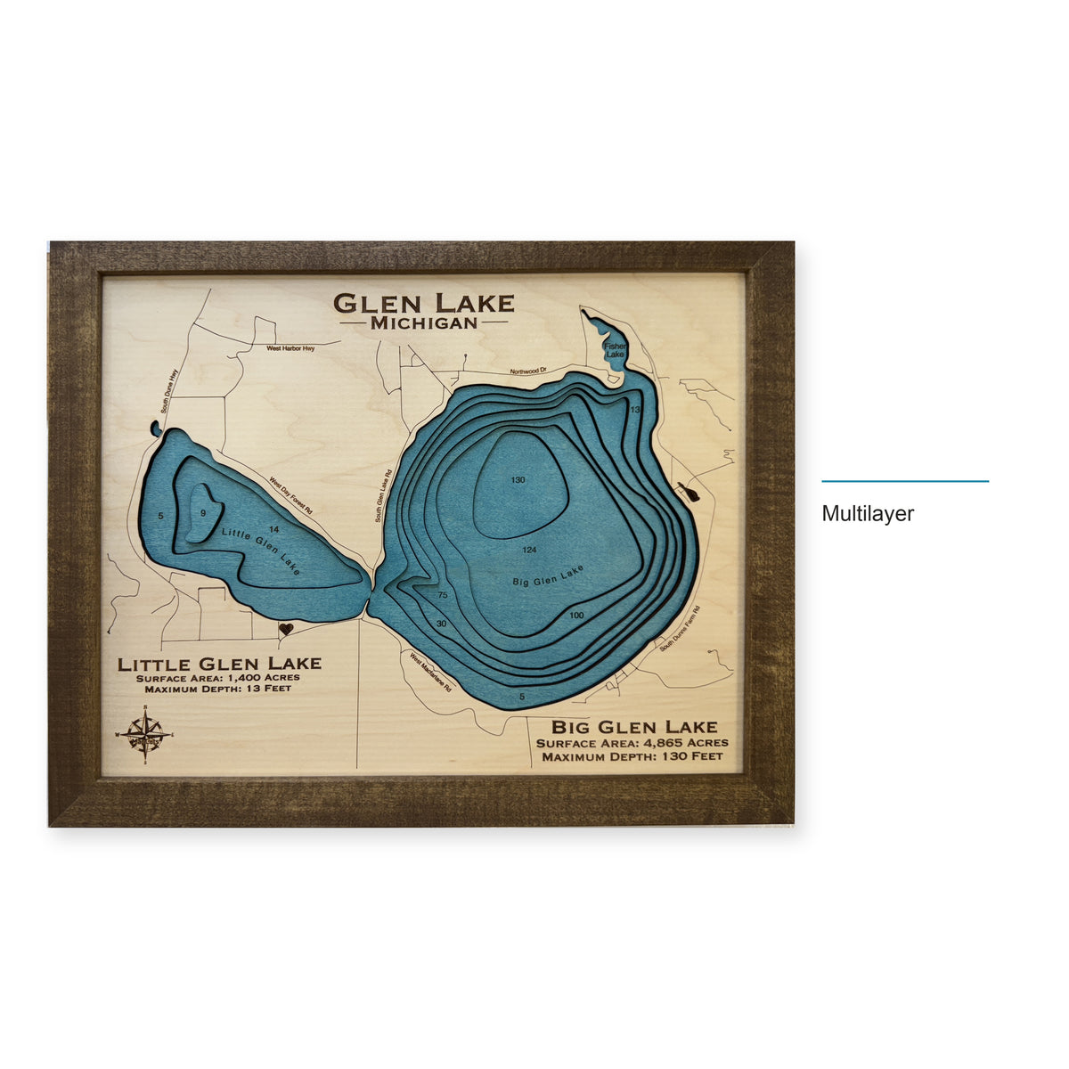 Glen Lake wood map — multilayer, layer option shown