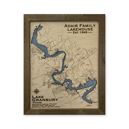 Granbury Adair wood map — single layer, white background