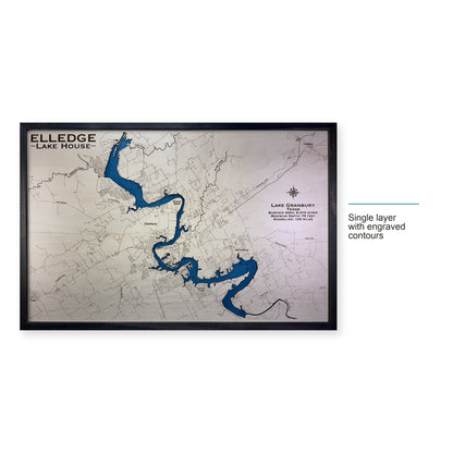 Granbury Elledge wood map — single layer with engraved contours, layer option shown