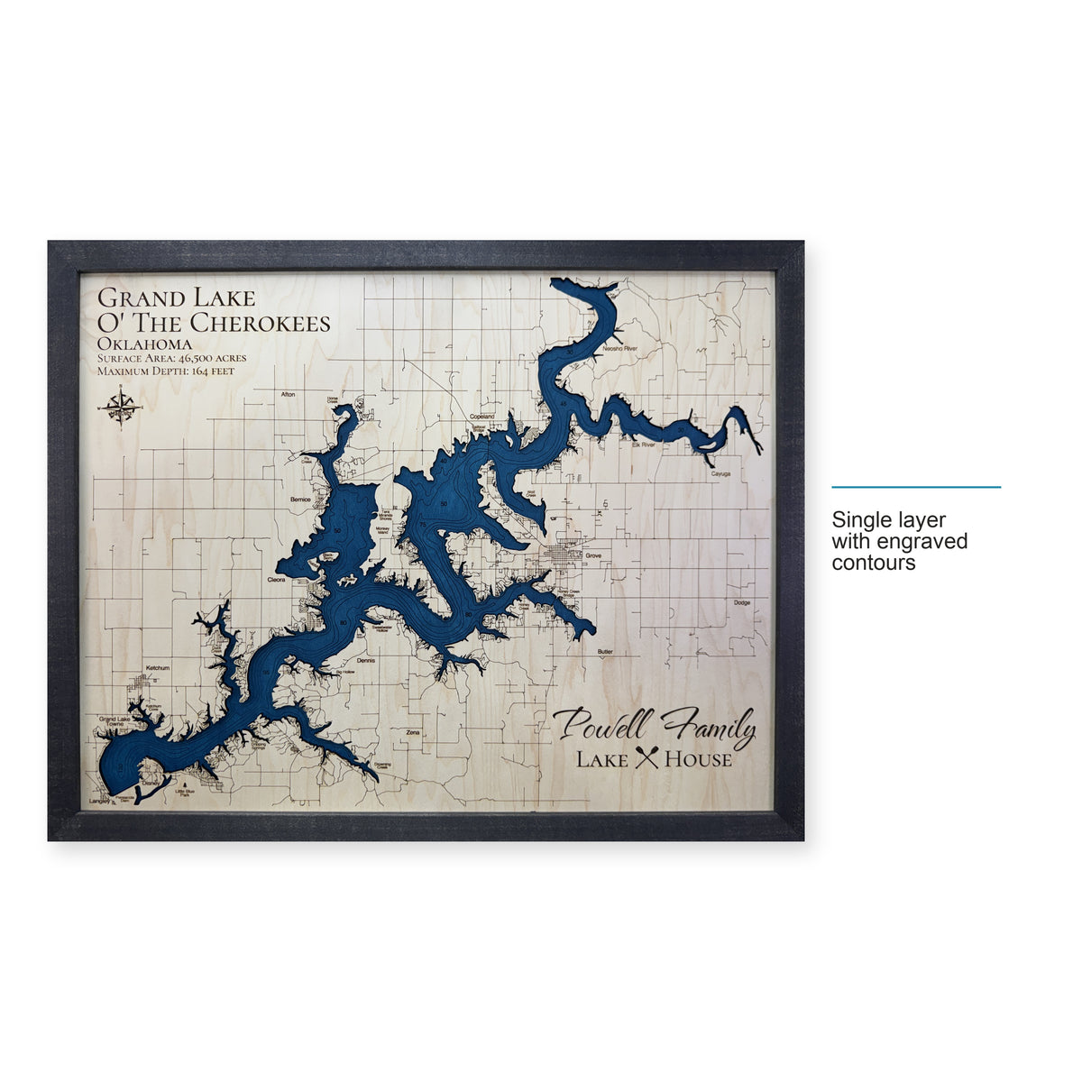 Grand Cherokees Powell wood map — single layer with engraved contours, layer option shown