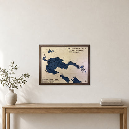 Great East Glover wood map — multilayer, staged room mockup