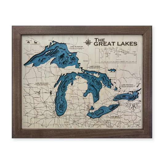 Great Lakes Wood Map — multilayer example, on a white background