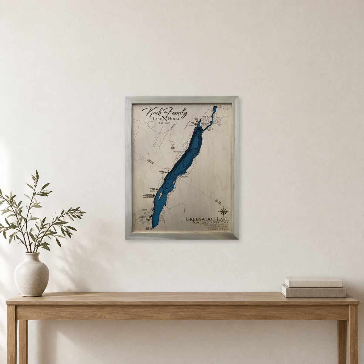 Greenwood Koch wood map — multilayer, staged room mockup