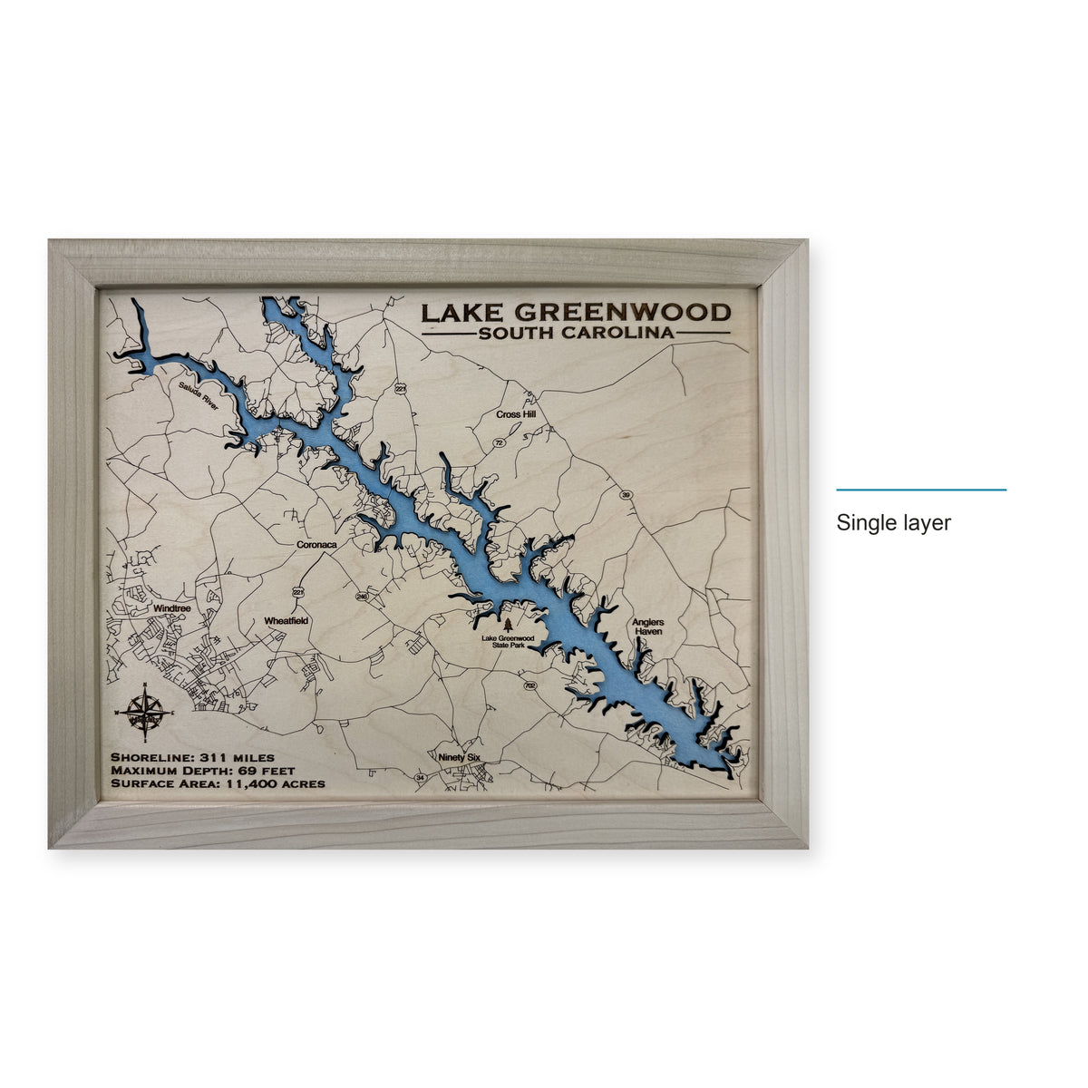 Greenwood Natural wood map — single layer, layer option shown