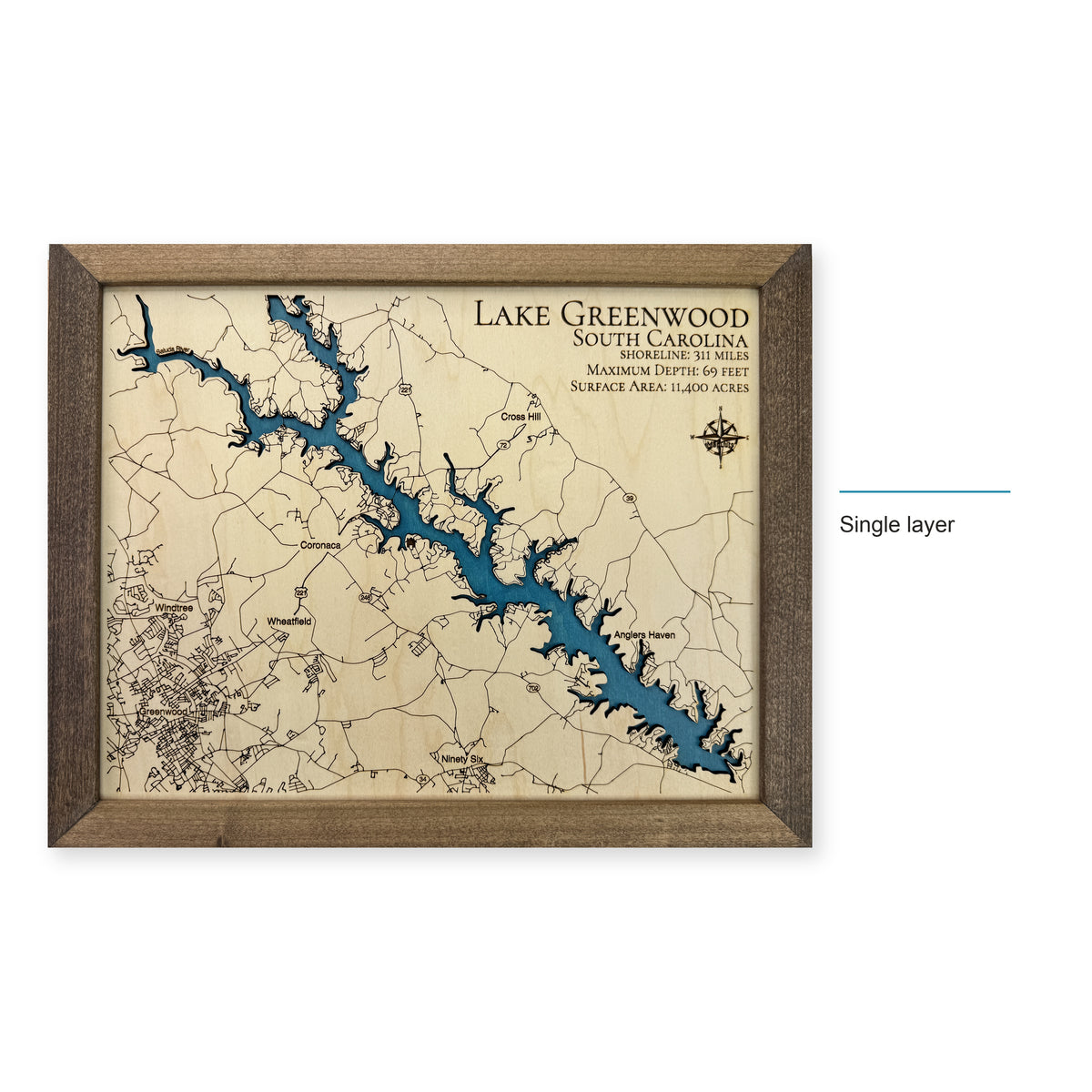 Greenwood Walnut wood map — single layer, layer option shown