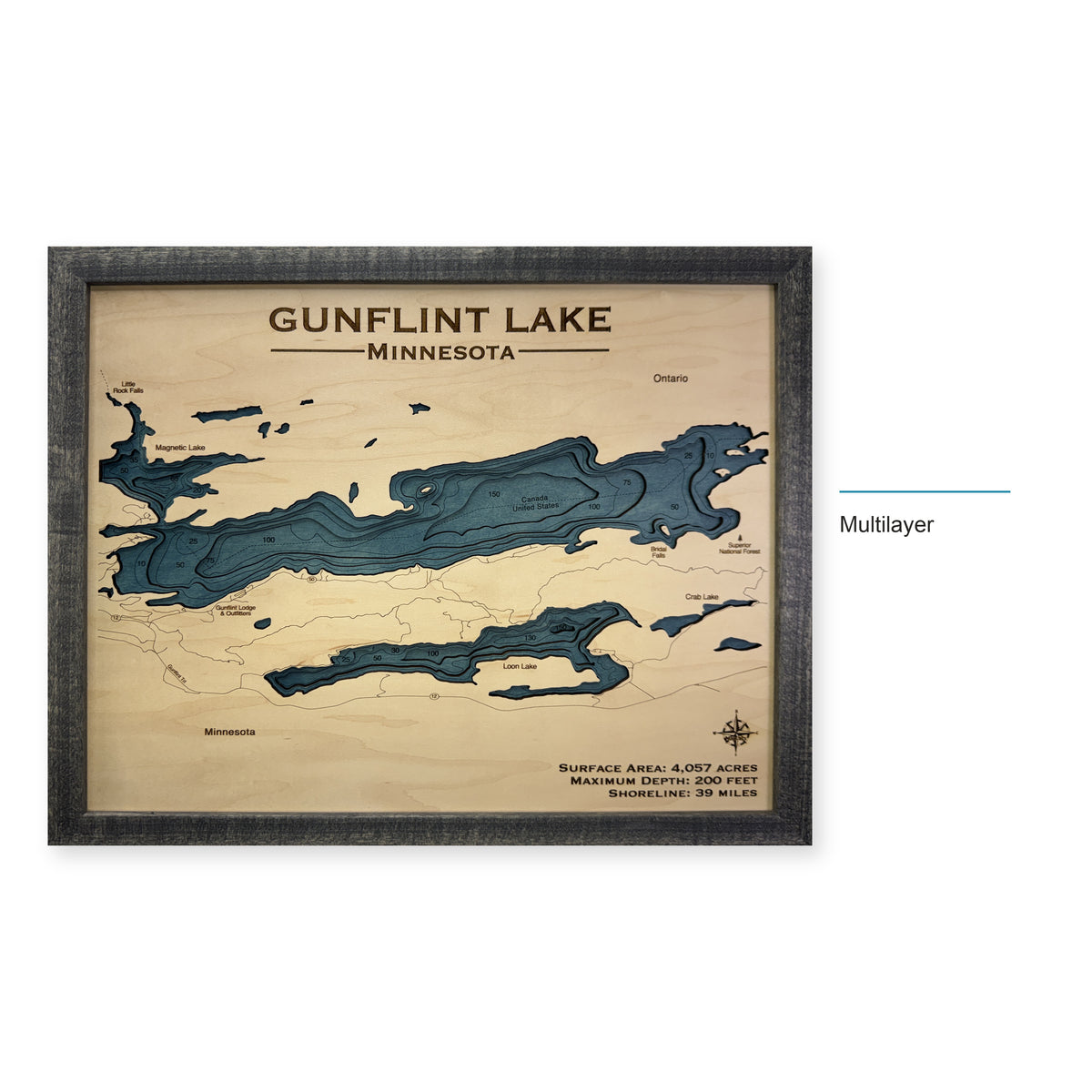 Gunflint Charcoal wood map — multilayer, layer option shown