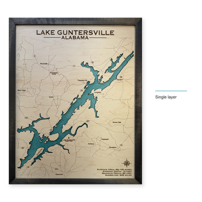 Guntersville Black wood map — single layer, layer option shown