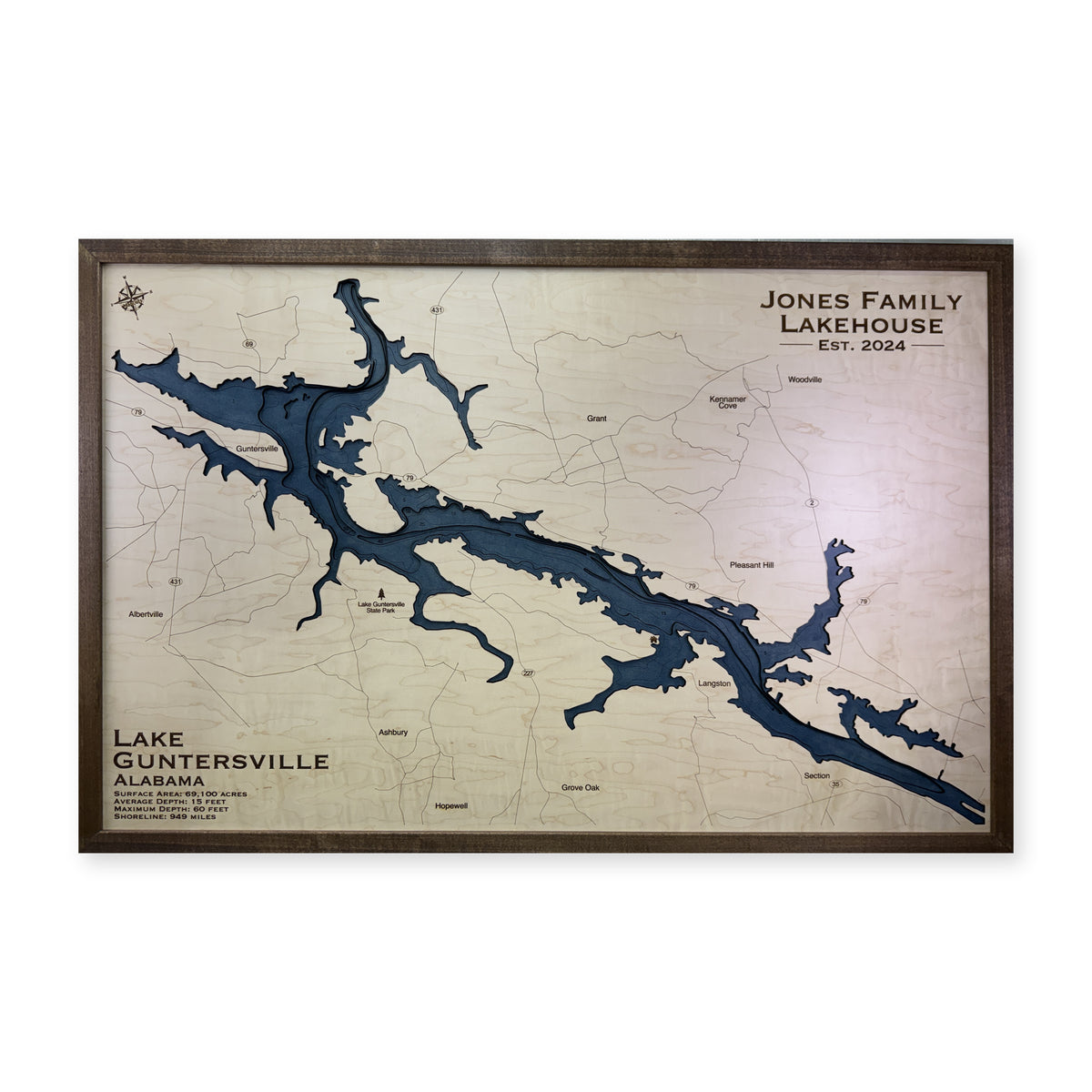 Guntersville Jones wood map — multilayer, white background
