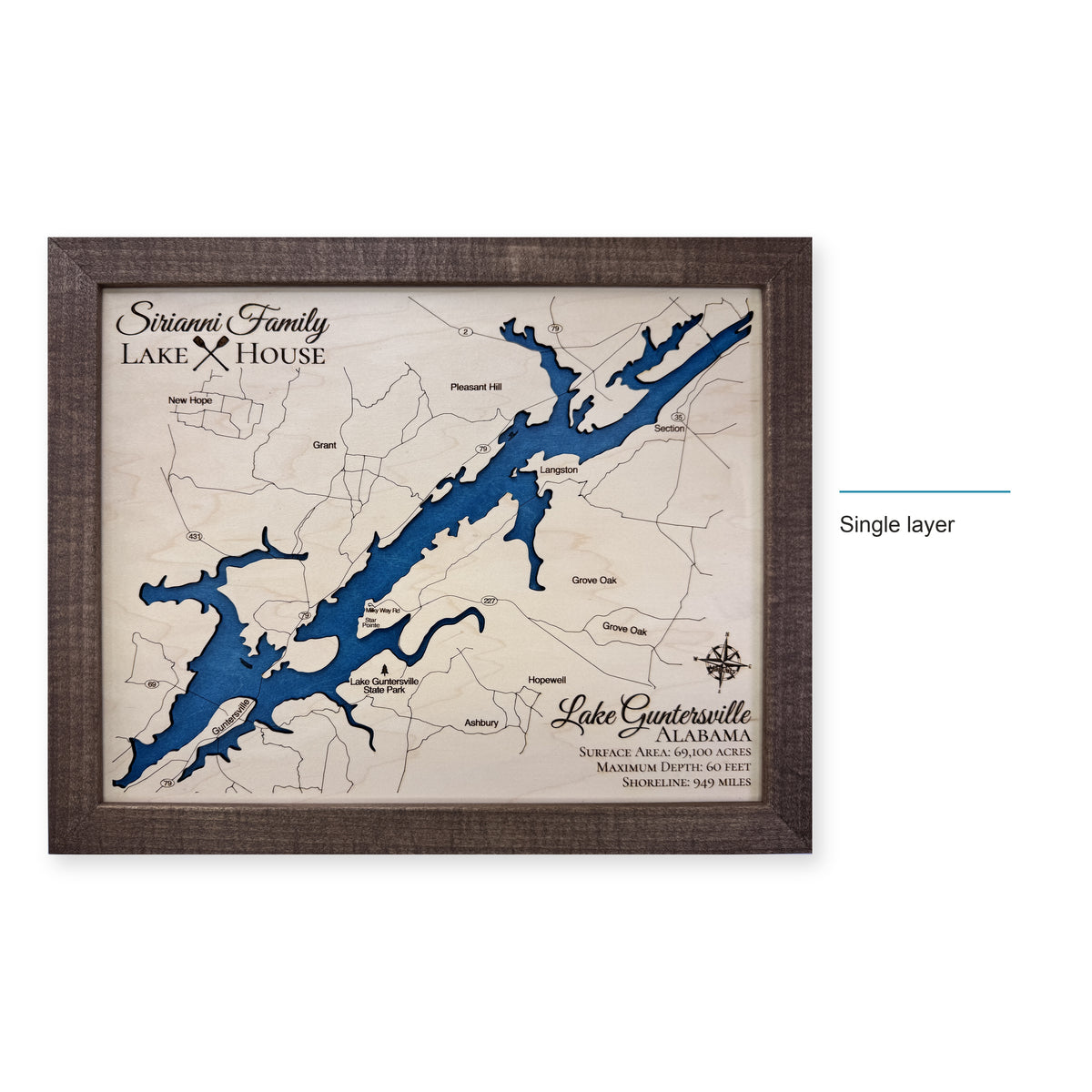Guntersville Sirianni wood map — single layer, layer option shown