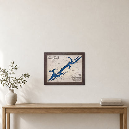 Guntersville Sirianni wood map — single layer, staged room mockup