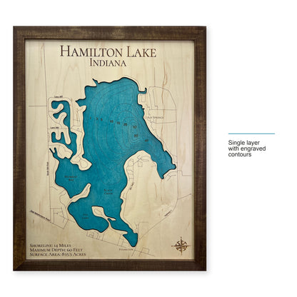 Hamilton Backfill wood map — single layer with engraved contours, layer option shown