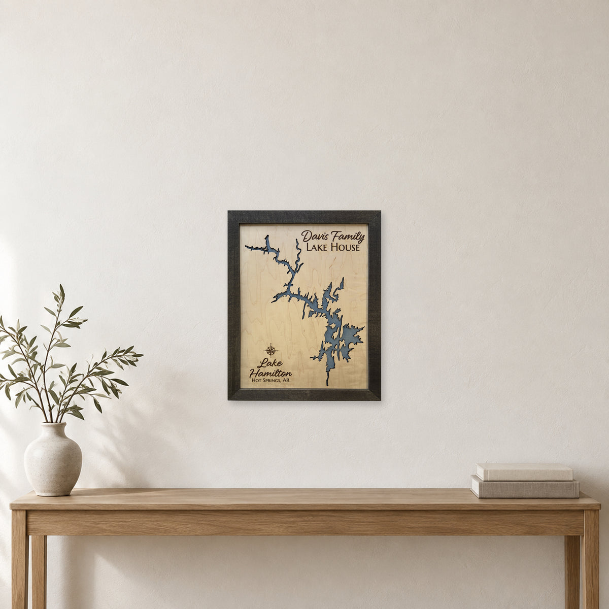Hamilton Davis wood map — single layer, staged room mockup