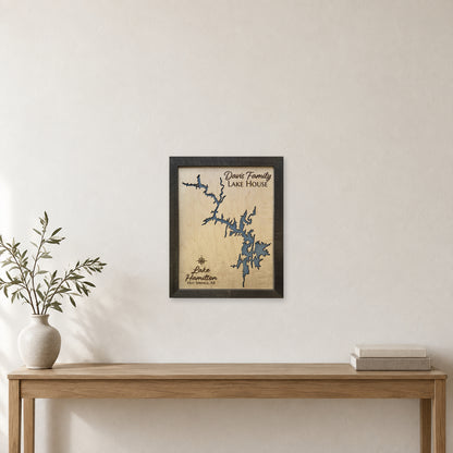 Hamilton Davis wood map — single layer, staged room mockup