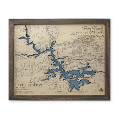 Hamilton Freer wood map — single layer with engraved contours, white background