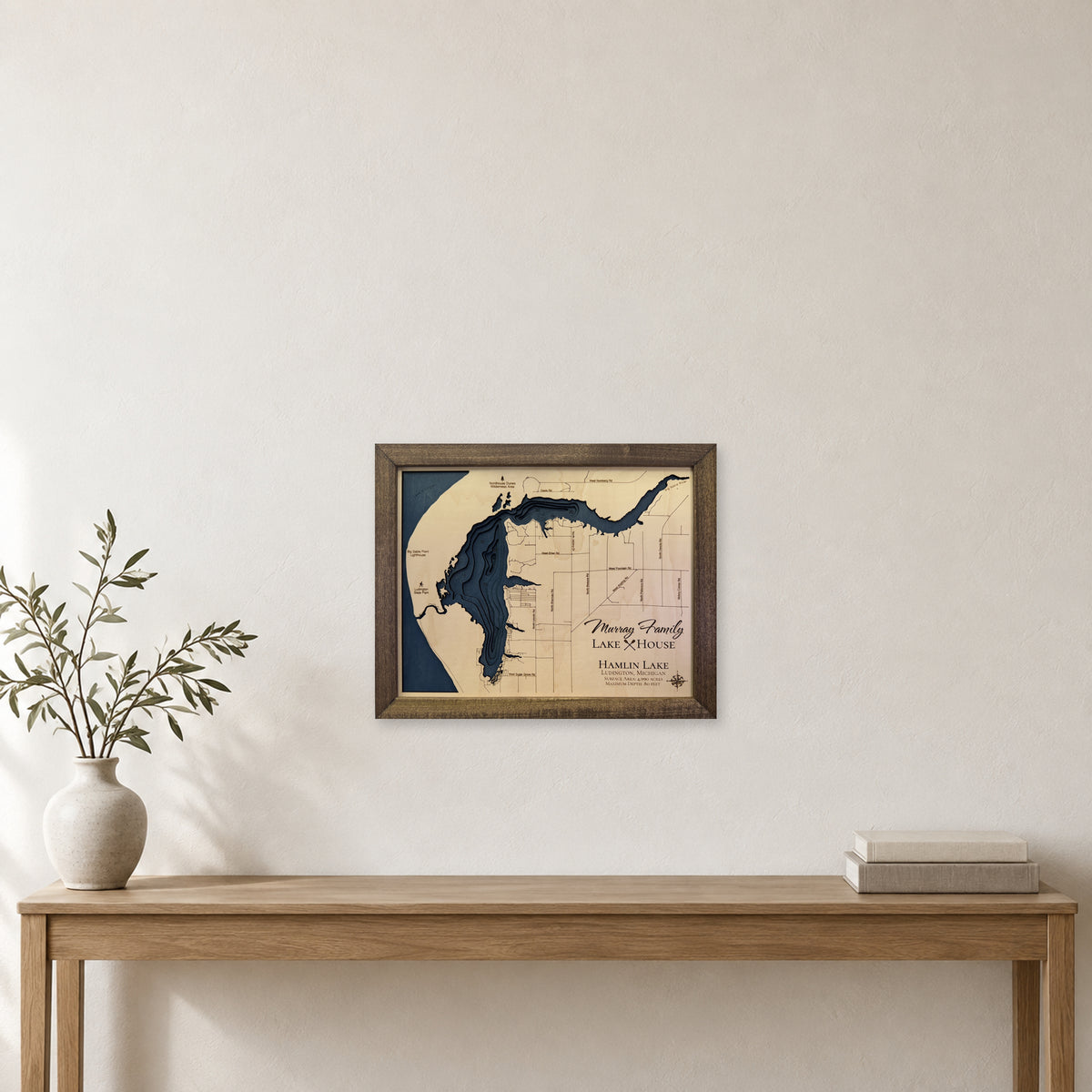 Hamlin Murray wood map — multilayer, staged room mockup