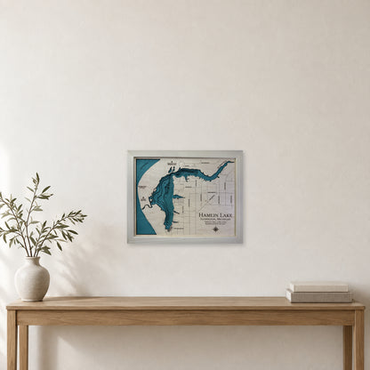 Hamlin Natural wood map — multilayer, staged room mockup