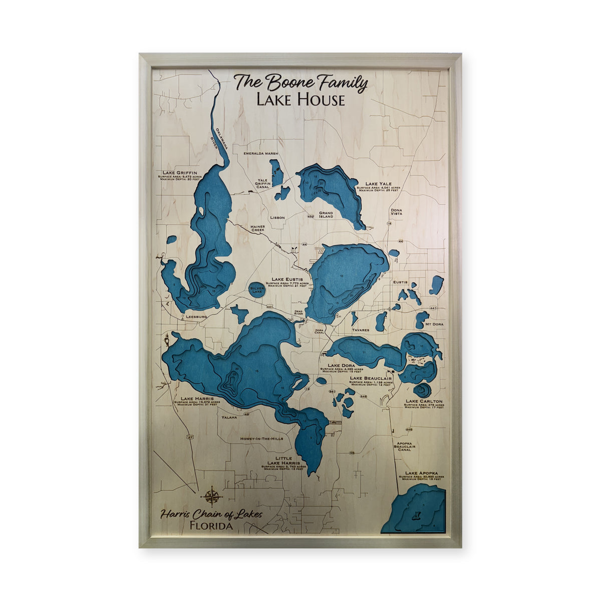 Harris Chain Boone wood map — multilayer, white background