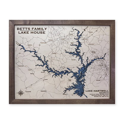 Lake Hartwell Wood Map — multilayer example, on a white background