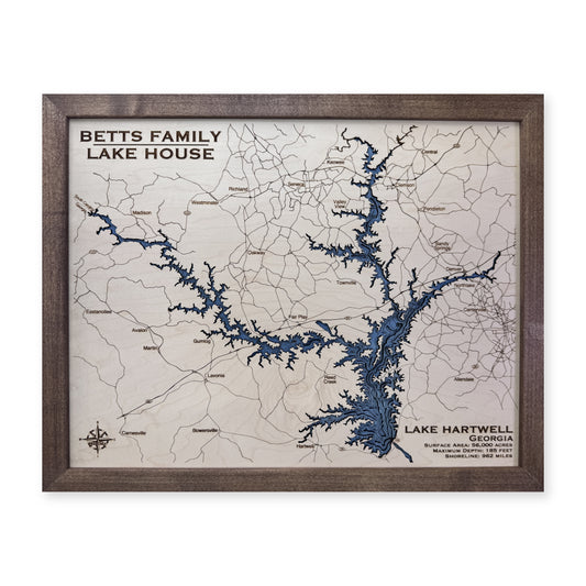 Lake Hartwell Wood Map — multilayer example, on a white background