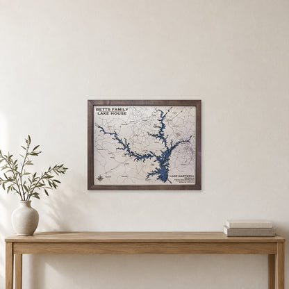 Lake Hartwell Wood Map — multilayer example, staged room mockup