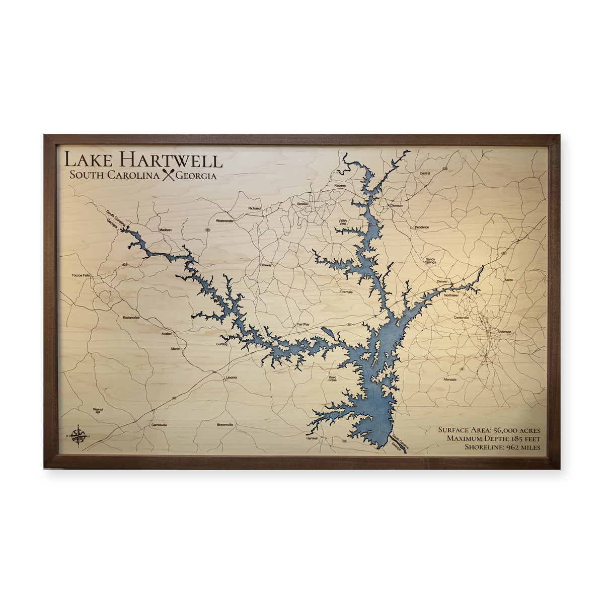 Hartwell Walnut wood map — single layer, white background