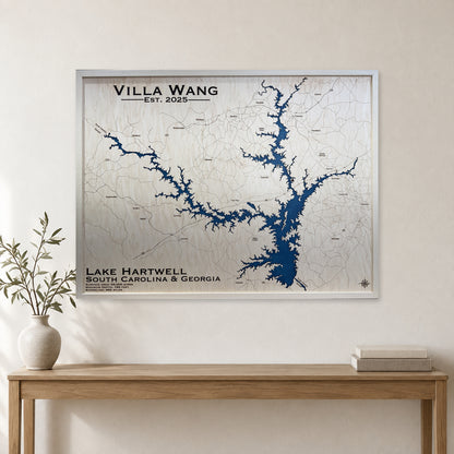 Hartwell Wang wood map — single layer, staged room mockup