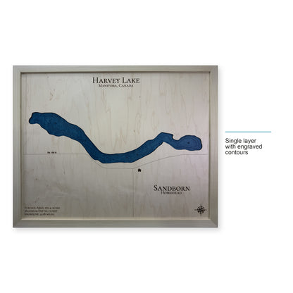 Harvey Sandborn wood map — single layer with engraved contours, layer option shown