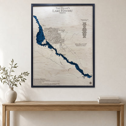 Lake Havasu Wood Map — multilayer example, staged room mockup