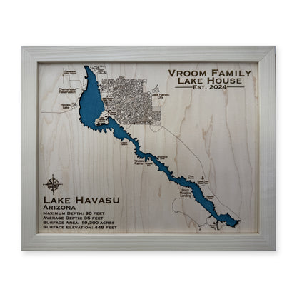 Havasu Vroom wood map — single layer, white background