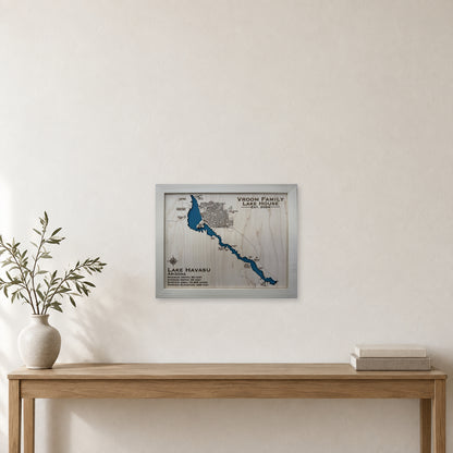 Havasu Vroom wood map — single layer, staged room mockup