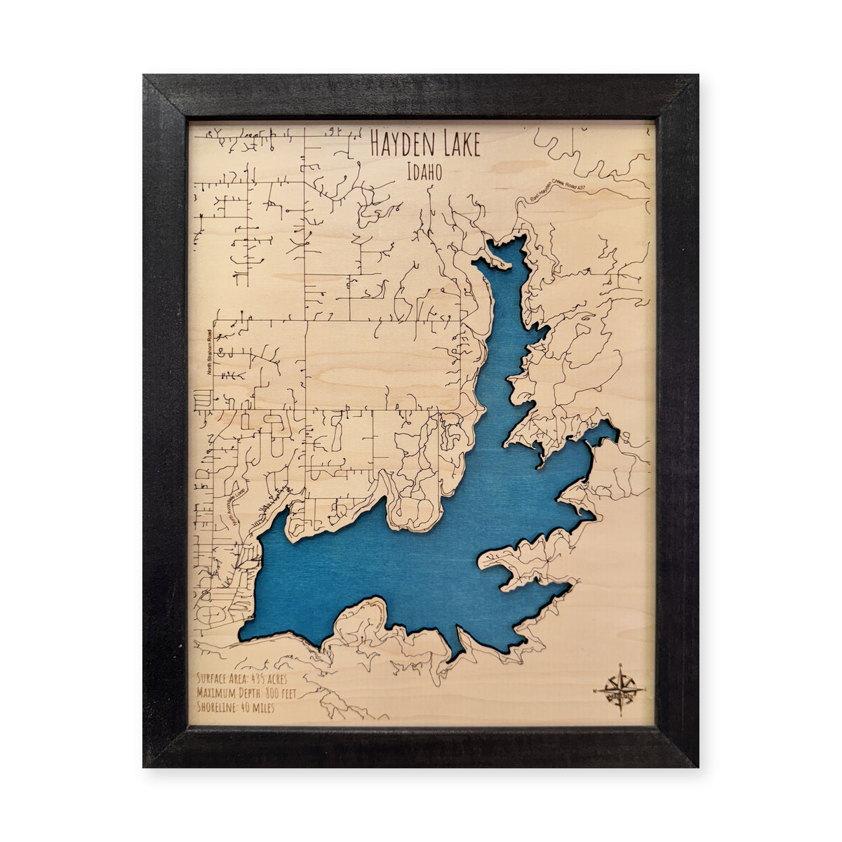 Hayden Black Single wood map — single layer, white background