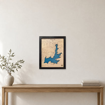 Hayden Black Single wood map — single layer, staged room mockup