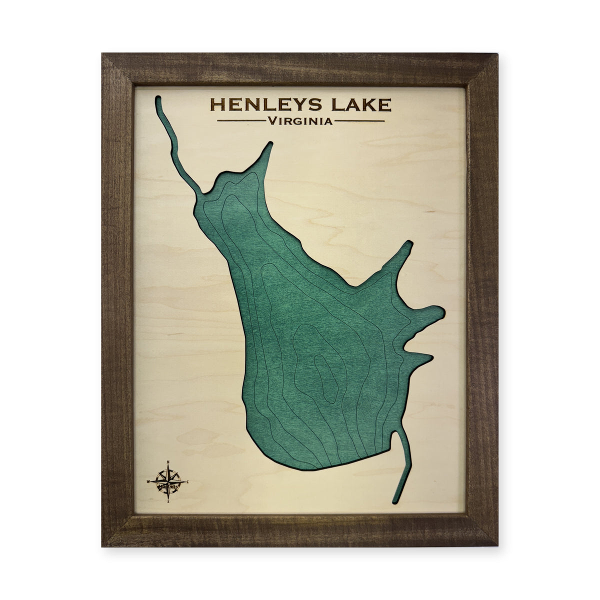 Henleys Virginia wood map — single layer with engraved contours, white background