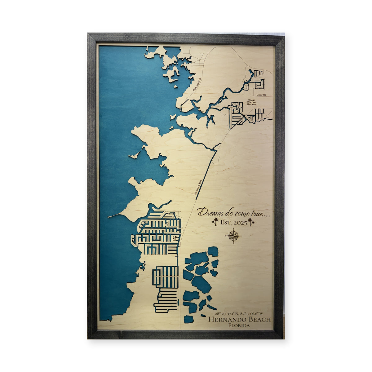 Hernando Leapley wood map — single layer, white background