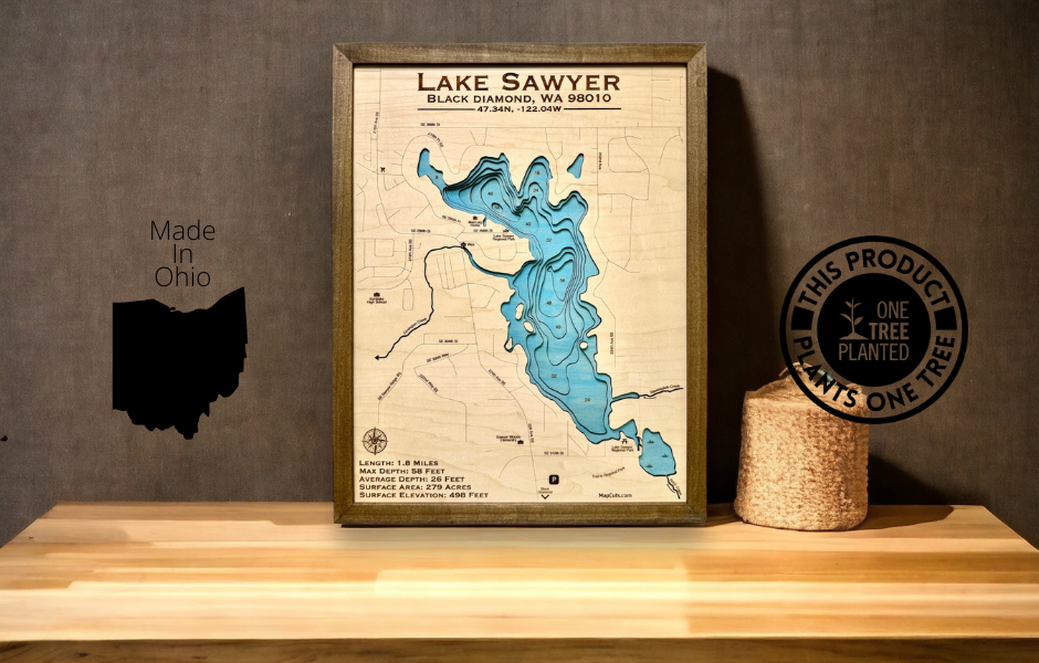 Custom Wood Lake & River Maps