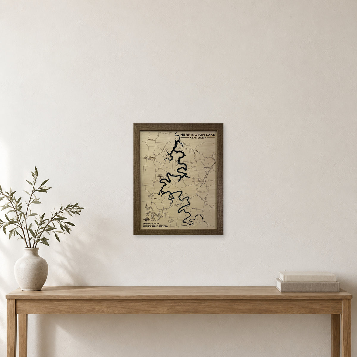 Herrington Brewer wood map — multilayer, staged room mockup