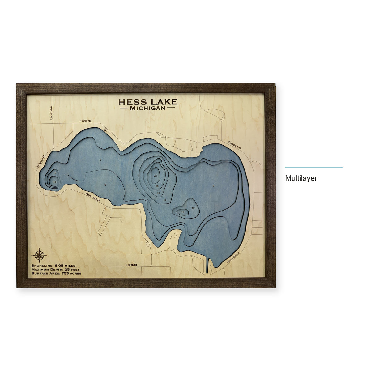 Hess Walnut Multi wood map — multilayer, layer option shown