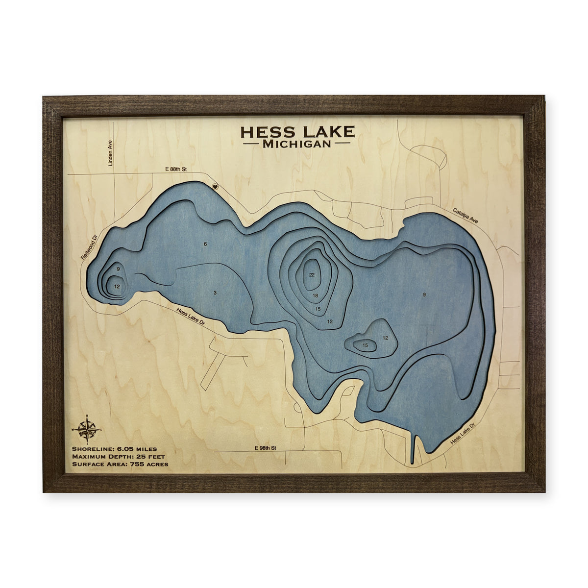 Hess Walnut Multi wood map — multilayer, white background