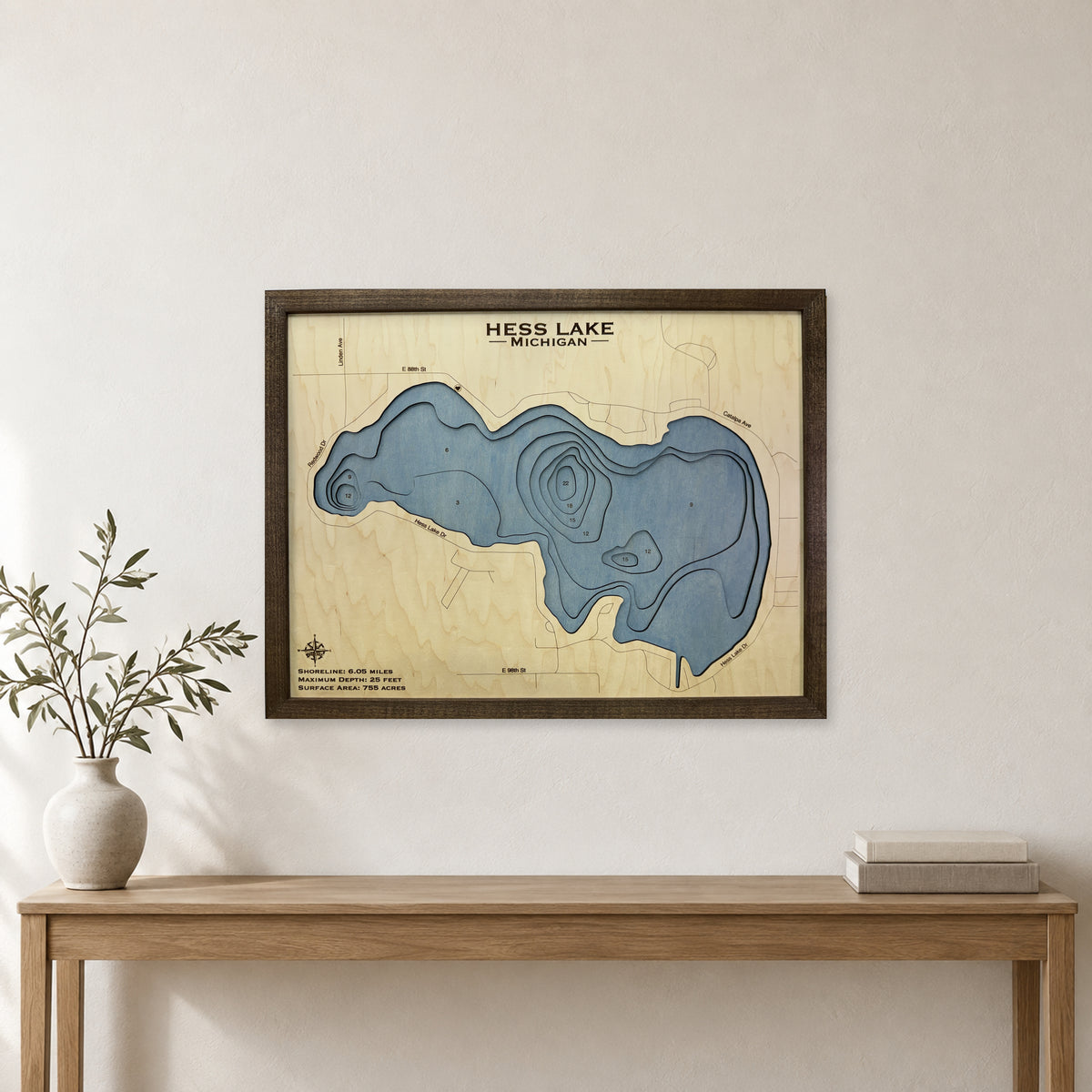 Hess Walnut Multi wood map — multilayer, staged room mockup