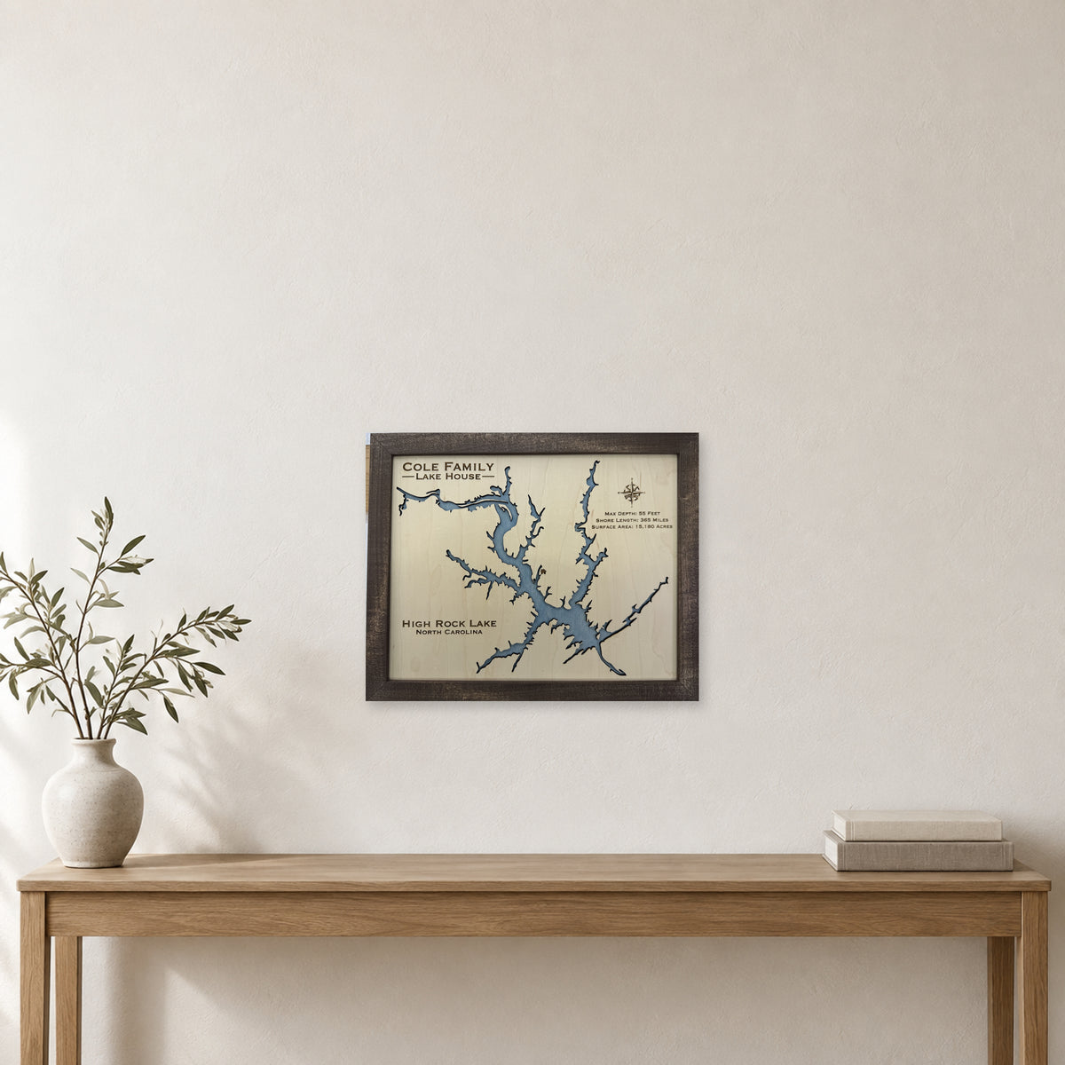 High Rock Cole wood map — single layer, staged room mockup