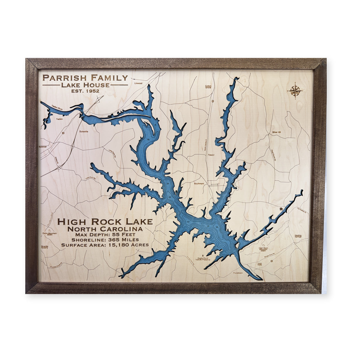 High Rock Lake wood map — single layer, white background