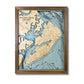 Multilayer wooden map of Hilton Head with light blue water stain. 