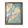 Multilayer wooden map of Hilton Head with light blue water stain. 