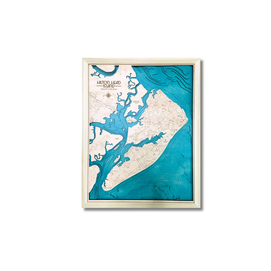 Hilton Head island map with multi water layers and a natural frame. 