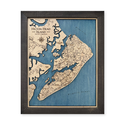 Hilton Head Oasis wood map — single layer, white background